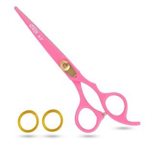 NIXCER HAIR CUTTING SCISSORS RAZOR EDGE 420C JAPANESE STEEL SHEARS 6.5" PINK